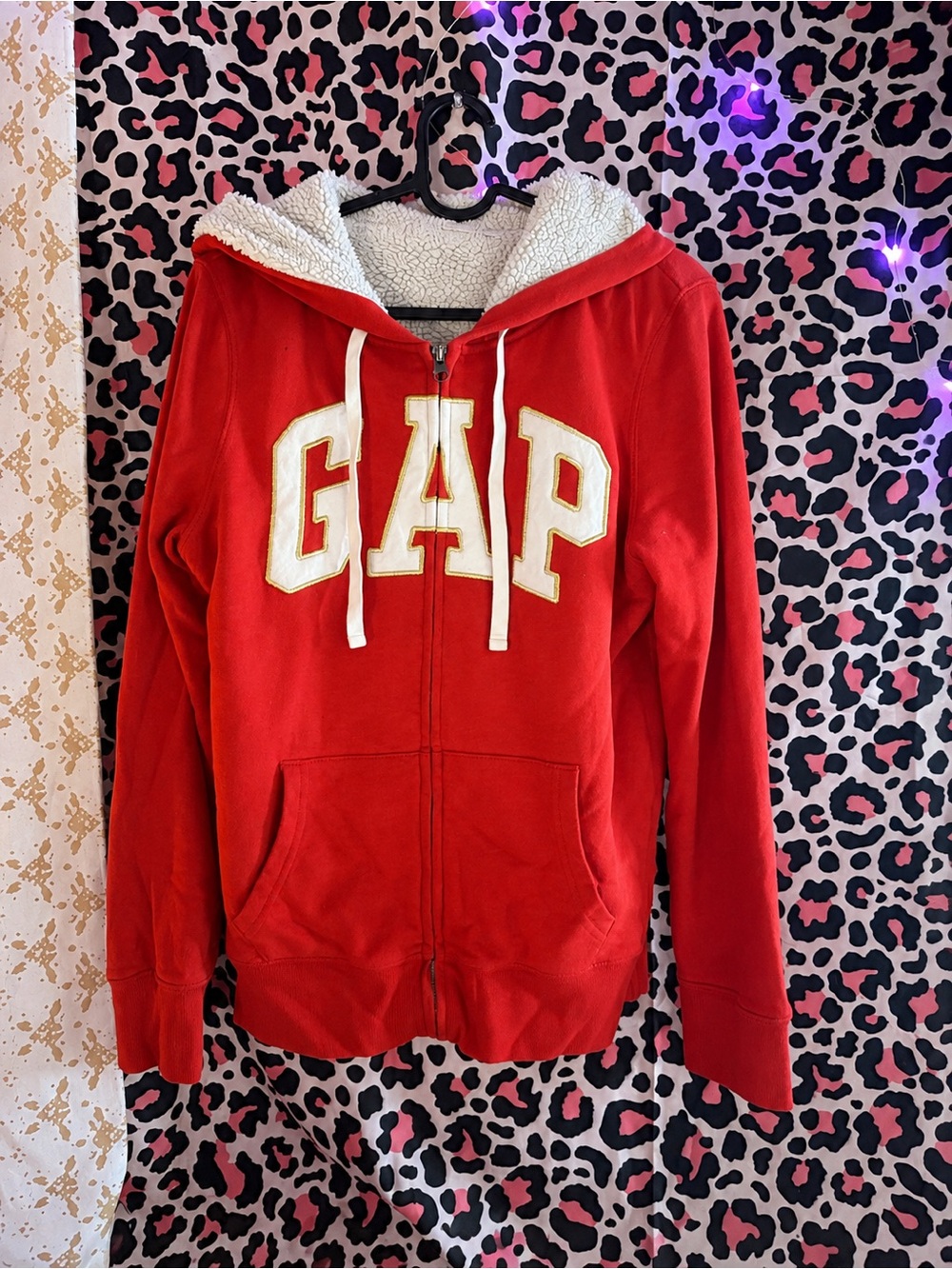 Y2K fall GAP Bright Red Hoodie with Logo